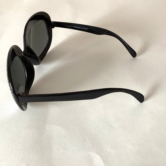 Elton John Style Sunglasses Black With Rhinestones Oversized Big Round Lenses - Picture 3 of 9